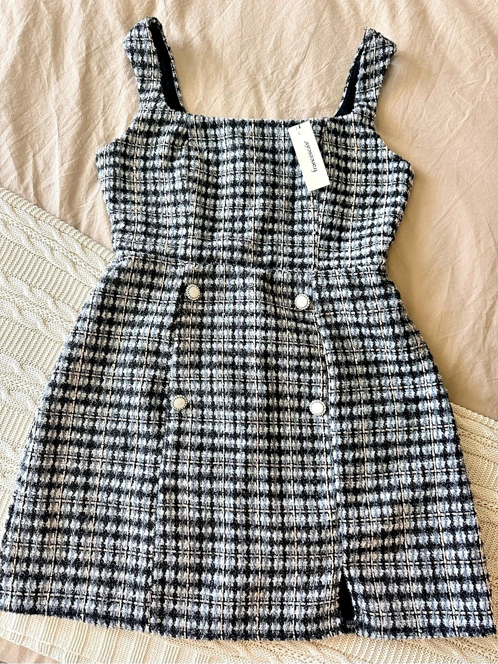 francesca's Checkered Dress in Black & White Size Medium NWT